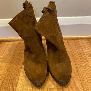 BCBG Generation brown suede bootie with platform base. Size 11